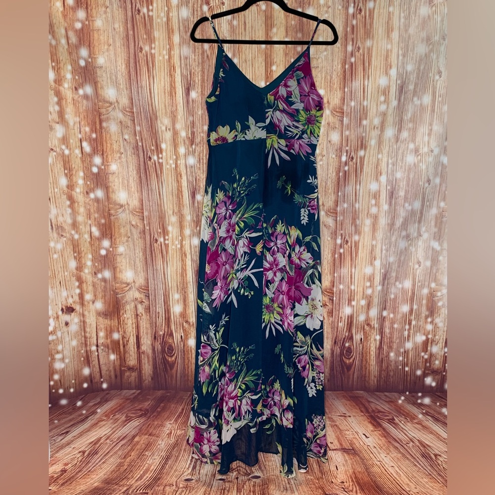 Lulus Maxi Dress Size Small Like New Teal Floral Print. Flows Beautifully. - Picture 5 of 11